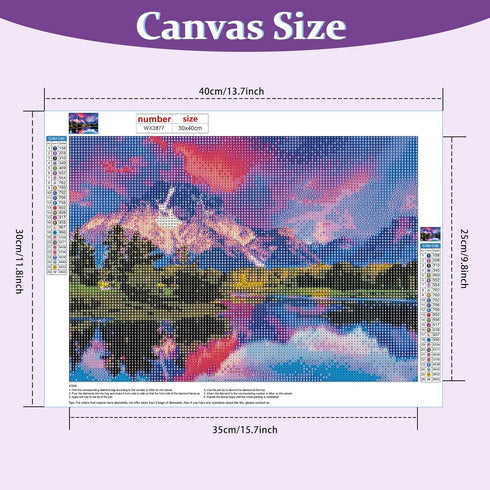 Lxmsja 5D Mountain Lake Scenery Diamond Art Painting Kits for Adults, Landscape Diamond Art, Full Round Drill Crystal Rhinestone Embroidery Craft ...