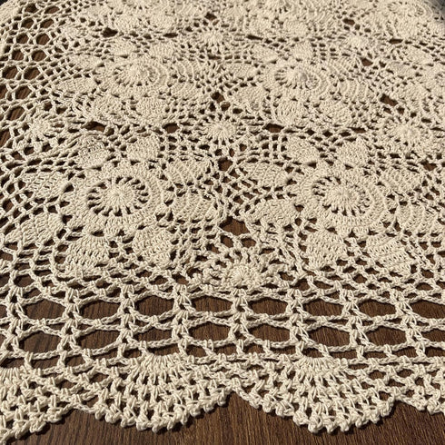 Hsvanyr 39inches Beige Tablecloth Handmade Crochet Cotton Square Coffee Table Cover Doilies Couch Back Covers Kitchen Dining Room Restaurant Party...