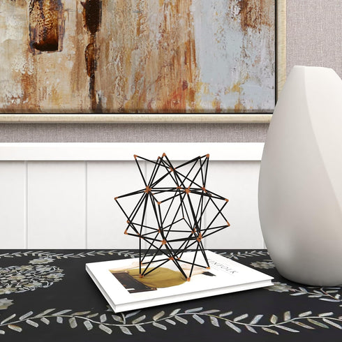 Deco 79 Metal Geometric Decorative Sculpture Home Decor Statue with Gold Accents, Accent Figurine 7" x 7" x 7", Black...