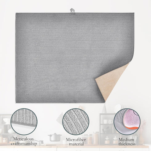 Boho Abstract Dish Drying Mats 18x24 Inch,Geometric Modern Art Dish Pad Drying Rack Mat for Kitchen Counter Ultra Absorbent Microfiber Dishware Co...