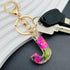 Initial Letter Butterfly Flower Pink Keychain Birthday gifts for Women Girl Backpack Wallet Car Key Cute Bling Keychain...