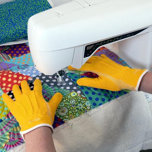 Dritz Machine Grip, Yellow, Large, 1 Pair Quilting Gloves, 2 Count...