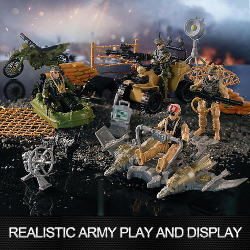 US Army Men Action Figures Play Set,Toy Soldiers with Military Weapons Accessories for Kids Boys...