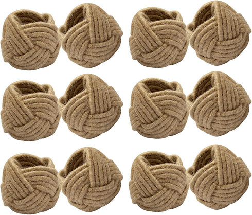 COTTON CRAFT Jute Napkin Rings - Set of 12 Handmade Nautical Knot Woven Rope Napkin Ring - Dining Table Napkin Holder - Everyday Rustic Harvest Fa...