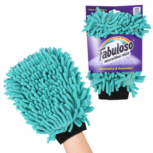 Fabuloso Microfiber Cleaning Mitt, 3 Pack, Teal | Lint-Free, Scratch-Free Cleaning Glove for Surfaces and Furniture | Microfiber Dustless Hand Clo...