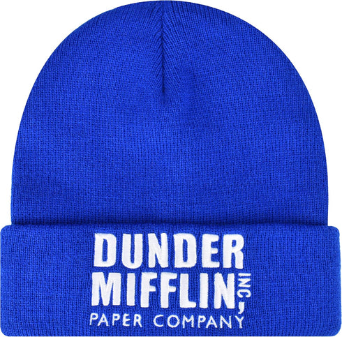 The Office Dunder Mifflin Paper Company Cuffed Knit Acrylic Beanie Hat, Blue, One Size...