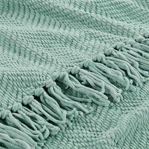 Home Soft Things Throw Blanket Knitted Tweed Throw 50'' x 60'', Silver Blue, Super Soft Cozy Warm Comfortable Breathable Throw for Living Room Cha...