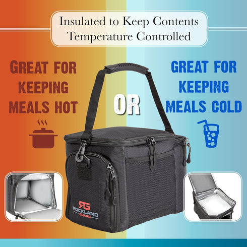 Rockland Guard Insulated Lunch Bag for Men - Lunch Box for Women with Compartments for Meal Prep Containers, Bottles, Snacks, Extra Storage Pocket...