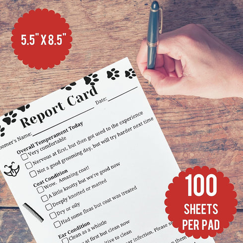 Dog Grooming Report Cards (Pad of 100, 5.5 X 8.5 Inches) Pet groomers report card for grooming salon...