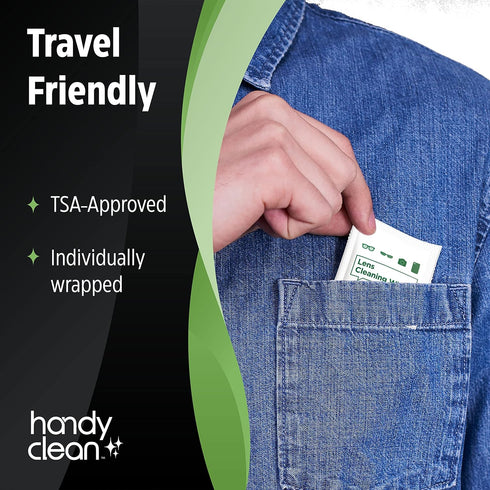 HandyClean Pre-Moistened Lens Cleaning Wipes, Eyeglass Wipes, Screen Wipes, 200 ct of 6 x 5 inches Individually Packed Lens Cleaner Wipes...
