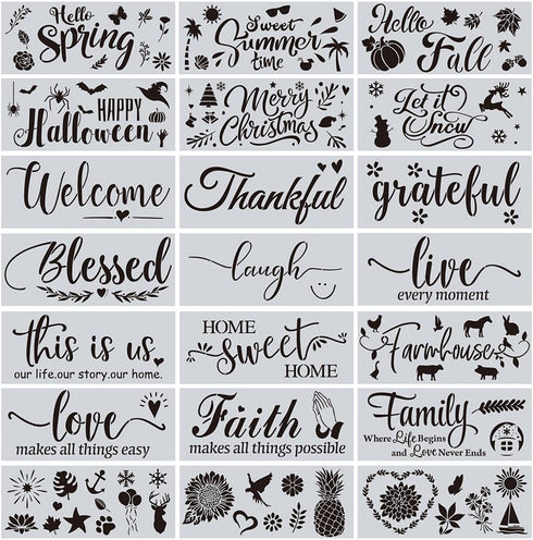 21 Pieces Letter Stencils for Painting on Wood Canvas Laser Cut Painting Stencil - Large Alphabet Welcome Calligraphy Font Suitable for Home Decor...