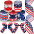 5 Rolls Star Wired Edge Ribbon 2.5 Inch Patriotic Stars Stripes Satin Ribbon 4th of July Grosgrain Halloween Thanksgiving Christmas Decoration for...