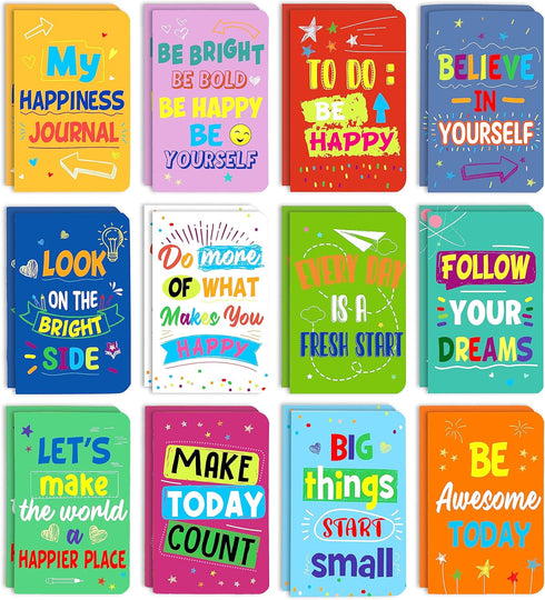 24 Pcs Mini Colorful Notebooks, Funny Motivational Journals Notepads Inspirational Notepads Small Pocket Notebook for Kids Teacher School Office G...