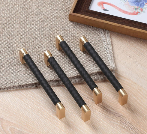 1 Pack Black and Gold Handles for Cabinets, 6-3/10 Inch Hole Centers Gold Drawer Pulls, Dresser Hardware and Handles for Cabinets and Drawers...