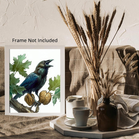 Posterizer 1 pcs-detailed natural history illustration of a raven-Corvus corax 1-Art for Animal Lovers-Gift for Men Women Teens-Chic Home Decor- u...