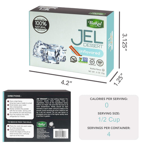 Bakol Jel Dessert - All Natural Vegan Dessert Mix - Kosher - Halal - No Artificial Sweeteners Flavors or Colors - Unflavored (PACK OF 3)...