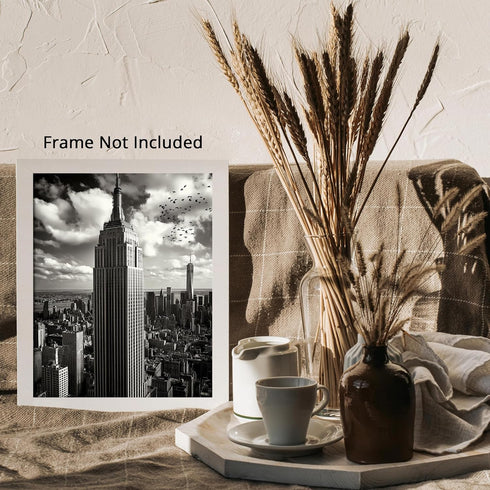 Posterizer 1 pcs-black and white city landscape of skyscrapers-Manhattan 2-Photography Art-Gift for Men Women Teens-Decor for Home & Office- unfra...