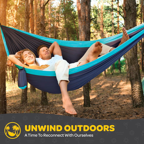 Durable Hammock 500 lb Capacity, Nylon Camping Hammock Chair - Double or Single Sizes w/Tree Straps and Attached Carry Bag - Portable for Travel/B...