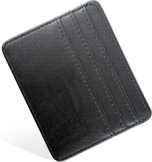 3.94" Slim Credit Card Holder Wallet Card Case in Pebble Leather, Rfid Blocking Card Case with 6 Slots and 1 Pocket, Minimalist Front Pocket Walle...