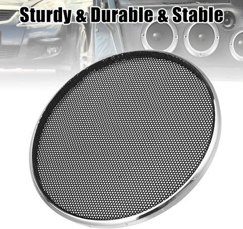 X AUTOHAUX 2pcs 4 Inch Car Metal Audio Speaker Grill Cover Mesh Woofer Horn Guard Decorative Circle Grille Protector Silver Tone...