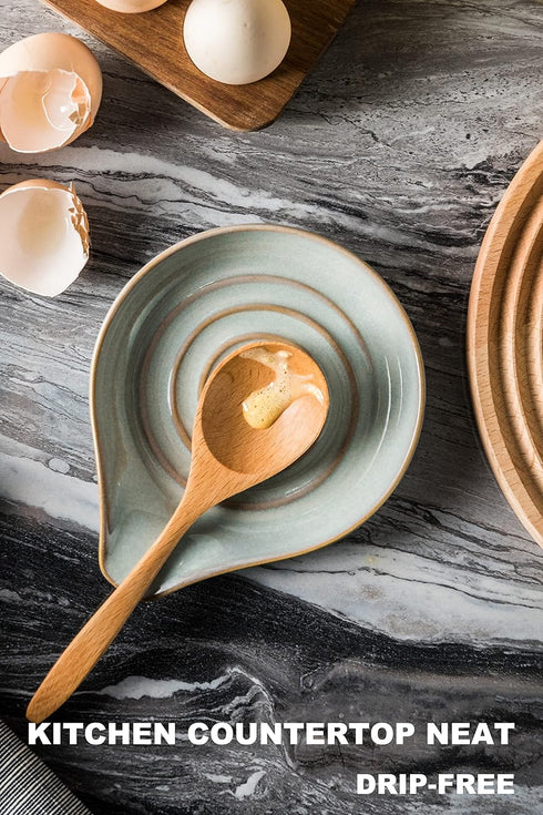 LAUCHUH Spoon Rest, 5" Large Spoon Holder for Stove Top Ceramic Spoon Rest Spatula Rest for Kitchen Utensils, Ladle, Coffee Spoons, Cooking spoons...
