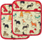 Pot Holders Set of 2 Heat Resistant 480? Kitchen 100% Cotton Comfortable Lining Printing Dog Flower Women Men Home Cooking Baking Microwave BBQ Gi...