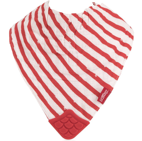 Nuby Reversible 100% Natural Cotton Muslin 3 Piece Teething Bib, Grey/Red/Blue, Arrows/Red Stripes/Elephants...