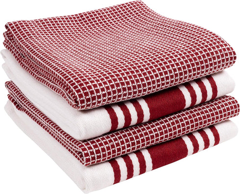 KAF Home Kitchen Towels, Set of 4 Absorbent, Durable and Soft Towels | Perfect for Kitchen Messes and Drying Dishes, 18 x 28 – Inches, Wine...