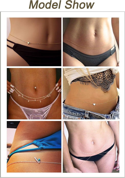 12Pcs Sexy Waist Belt Belly Chains for Women Bikini Body Chain Beach Jewelry Set...