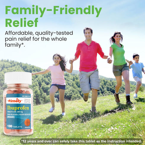 Timely Ibuprofen 200mg 100 Tablets - Compared to Advil Tablets - Pain Relief Tablets and Fever Reducer - for Headache Relief, Menstrual Pain, Toot...