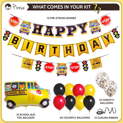 Wheels On The Bus Birthday Decorations, School Bus Decorations For Party, School Bus Birthday Party Decorations | School Bus Birthday Banner | Sch...