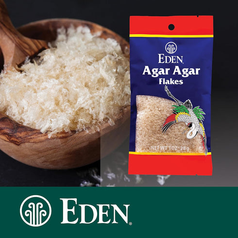 Eden Agar Agar Flakes, A Traditional Odorless, Tasteless Seaweed Gelatin Substitute, Kanten, Japanese, Vegan, 1 oz...