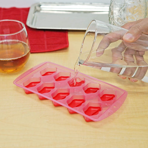 Fairly Odd Novelties Kisses Lips Shape 10 Ice Cube Tray Mold Pink Novelty Gag Gift, One Size...