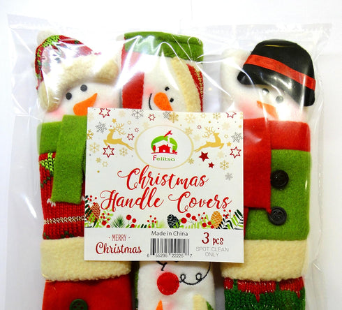 Felitsa Christmas Fridge Handle Covers, Set of 3 - Snowman Refridgerator Door Handle Covers, Kitchen Appliance Best for Xmas Decorations...