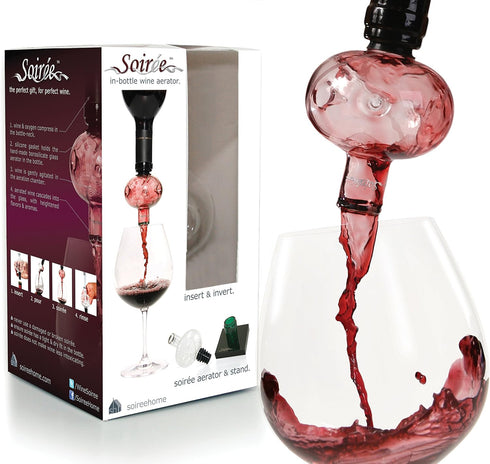 Soireehome - In Bottle Wine Aerator - For Red Wine, White Wine, And Rose Wine! - Made Of Glass, Makes Your Wine Taste Better...