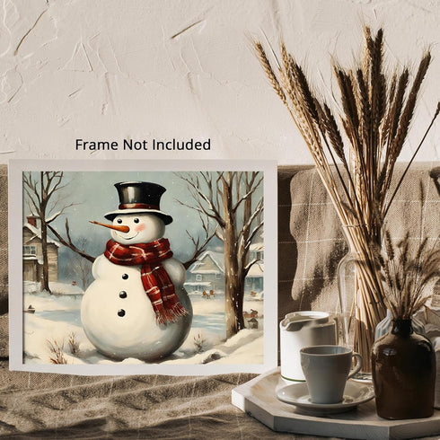 Posterizer 1 pcs-cute snowman in snowy wintery nature 5-Holiday Poster Collection-Landscape & Nature Art-Living Room Bedroom Decor- unframed wall ...