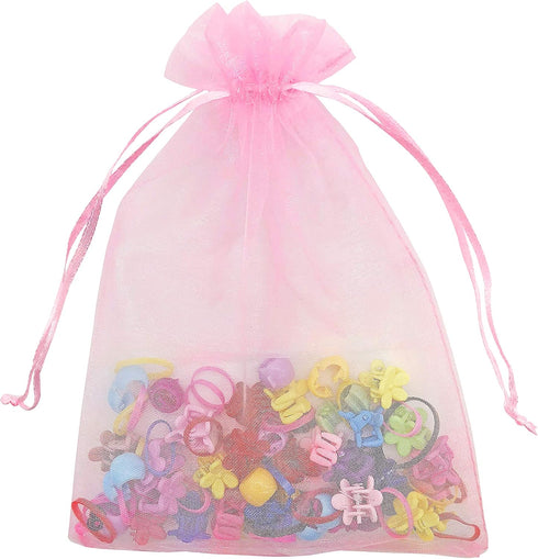 100PCS Pink Organza Bags 5X7 Inch Mesh Bag Drawstring for Wedding Party Baby Shower Favor Pouches Bags (Pink 5X7)...