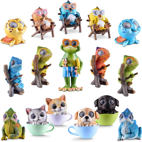 Turtle Solar Garden Decor Figurine Set | Outdoor LED Lawn Figure | Light Up Decorative Statue Accents for Patio, Lawn, Deck | Weather Resistant | ...