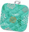 3D Rose Turquoise-White-and Peach Flowers and Leaves Pattern Pot Holder, 8 x 8...
