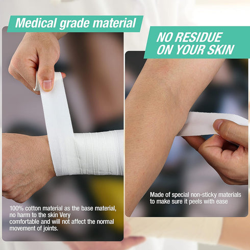 (3 Pack) White Athletic Sports Tape, Very Strong Easy Tear No Sticky Residue Tape for Athlete & Sport Trainers & First Aid Injury Wrap,Suitable fo...
