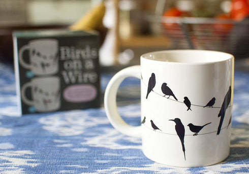 The Unemployed Philosophers Guild Birds on a Wire Heat Changing Mug - Add Coffee and Colorful Birds Appear, Comes in a Fun Box...