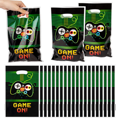 PANTIDE Video Games Party Favor Bags, Game On Plastic Loot Gifts Bags, Gaming Goody Candy Treat Bags for Video Game Themed Birthday Party Supplies...