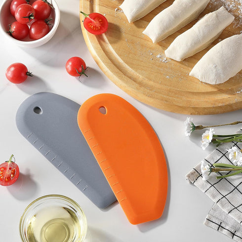 2PCS Bowl Scraper, Kaloo Silicone Food Scraper for Bread, Bench, Dough, Sourdough, Baking Dishwasher Safe (6.9"*3.14", Grey+Orange)...
