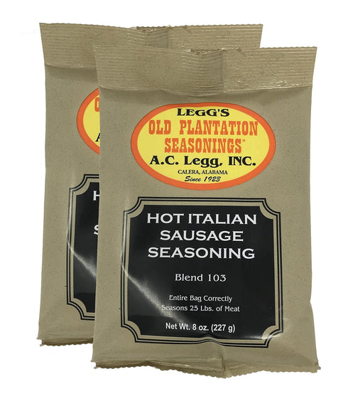 A.C. Legg's - Hot Italian Sausage Seasoning, 2 Packs - 8 Ounce each...