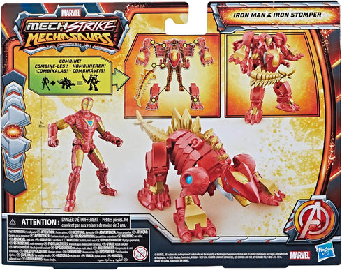 Marvel Mech Strike Mechasaurs, 4-Inch Iron Man with Iron Stomper Mechasaur Action Figures, Super Hero Toys for Kids Ages 4 and Up...