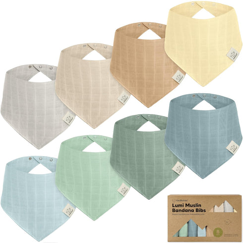 8-Pack Muslin Bibs for Baby Girls, Baby Boys - Muslin Baby Bibs for Drooling and Teething, Bandana Bibs for Baby Girl Bibs, Baby Bibs for Boys, Ba...
