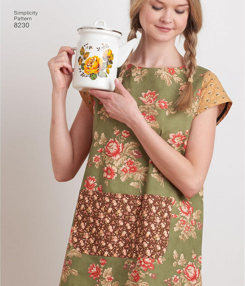 Simplicity 8230 Women's Reversible Apron Dress Sewing Pattern, 2 Styles, Sizes XS-XL...
