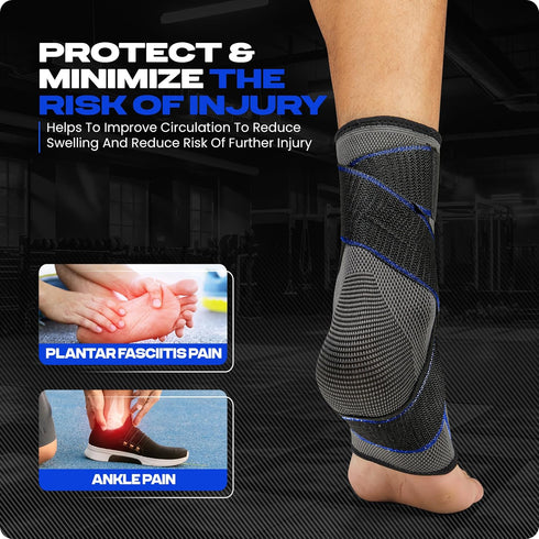 1 Pair Ankle Brace with Ankle Strap for Men & Women: Plantar Fasciitis Relief, Ankle Support, Neuropathy Pain Relief, Achilles Tendonitis, Ankle/F...