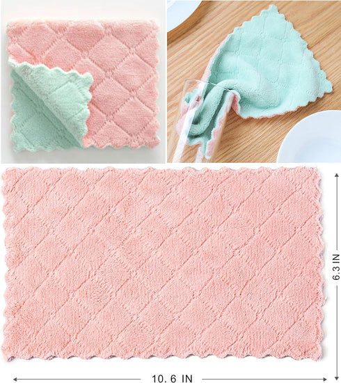 20 Pack Kitchen Towels Quick Dry Washcloths, Coral Velvet Dishtowels Multipurpose Reusable Cloths, Soft Tea Absorbent Cleaning Cloths Double-Sided...