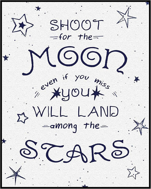 Posterizer 1 pcs-Shoot for the Moon-Starry Night-Quotes-Kids Room Art-Gift for Daughter, Son, Kids-Decor for Home & Office- unframed wall art...